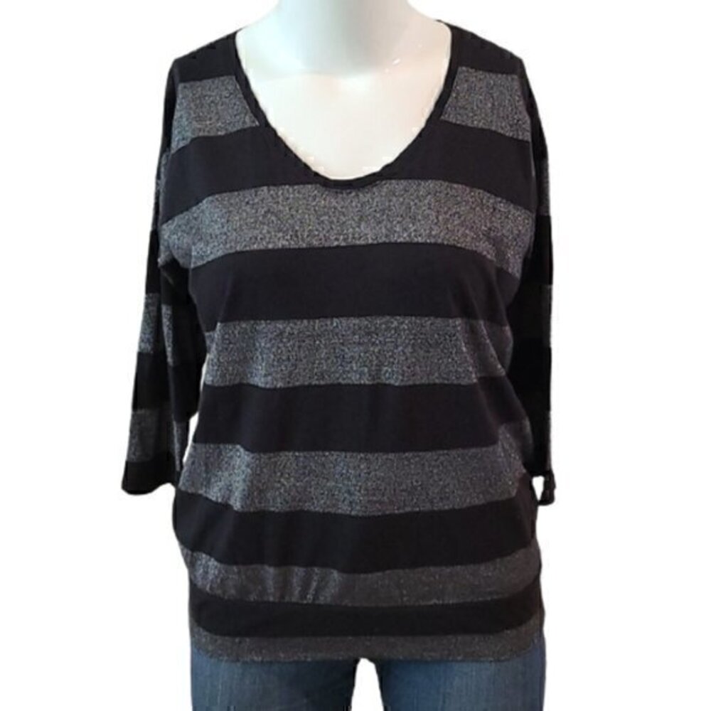 [DKNY Jeans] Black & Gray 3/4 Sleeve - Size XL